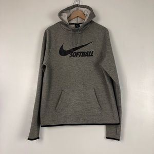 Nike Softball | Heathered Gray Pullover Hoodie w/Thumbholes | Funnel Neck | Med